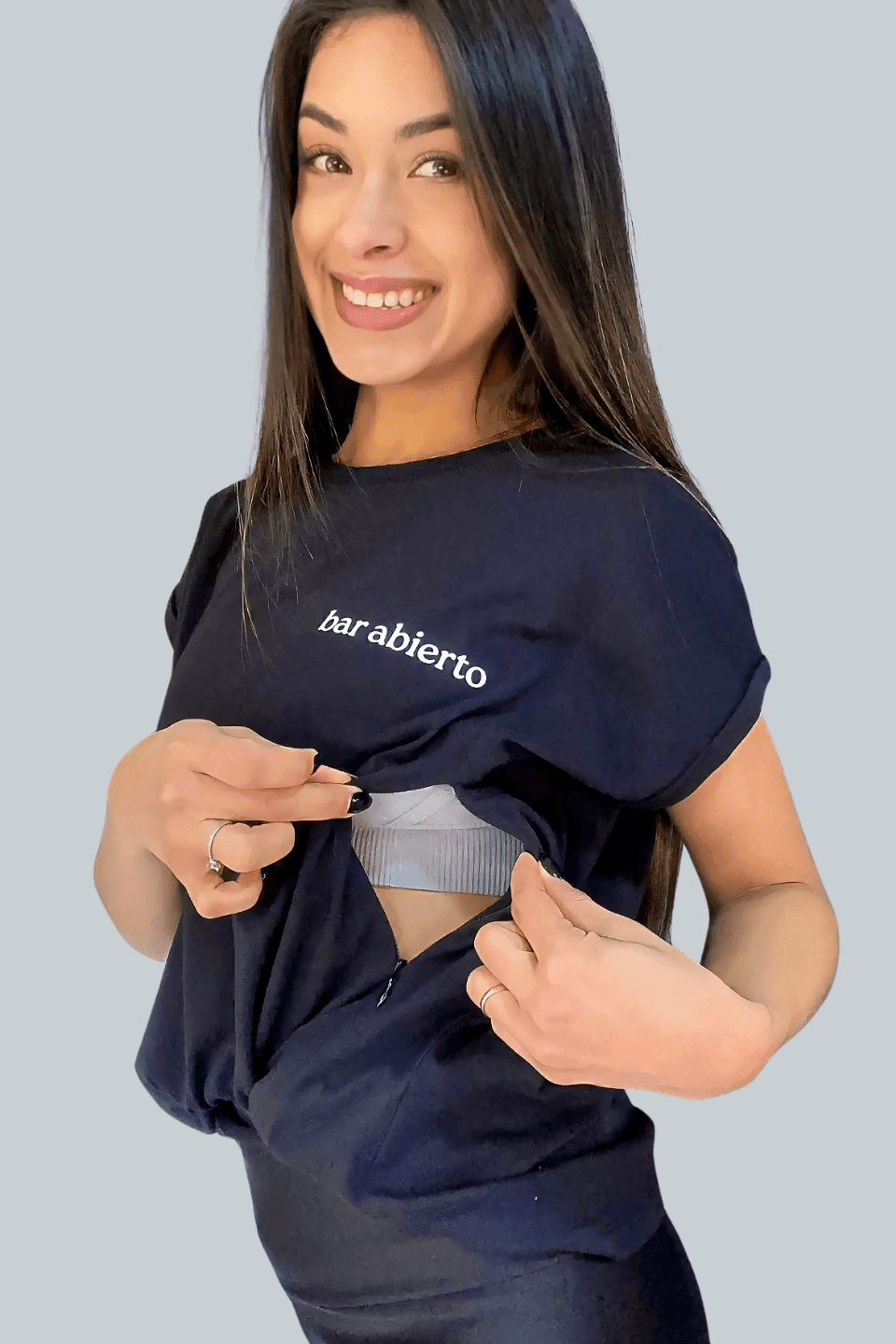 Polera de Lactancia Sahr Negra Bar Abierto - freethemama