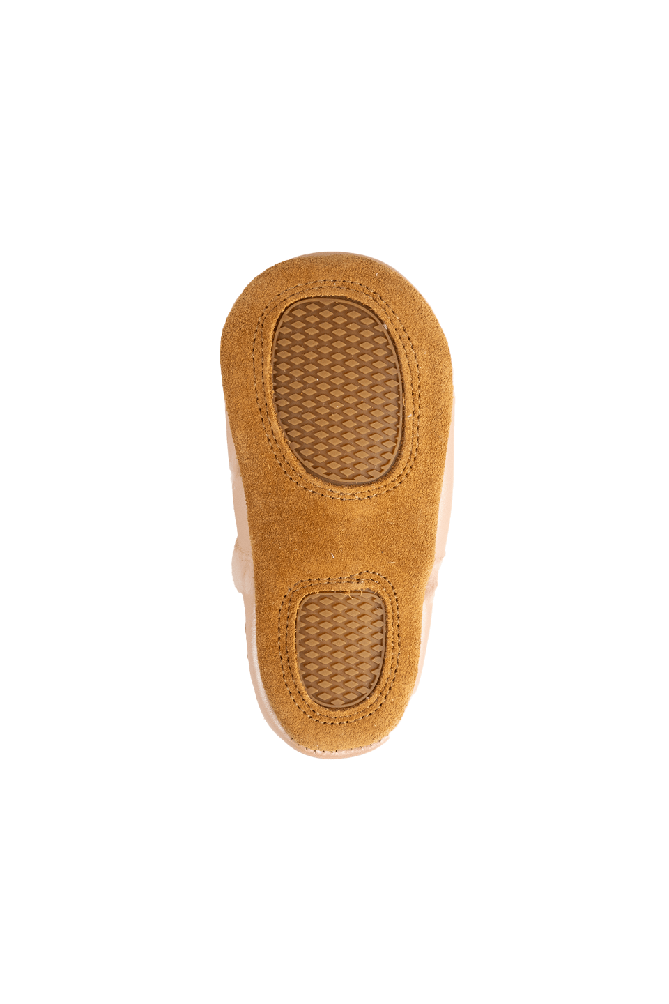 Zapatos ergonómicos para primeros pasos con suela antideslizante de gamuza café.