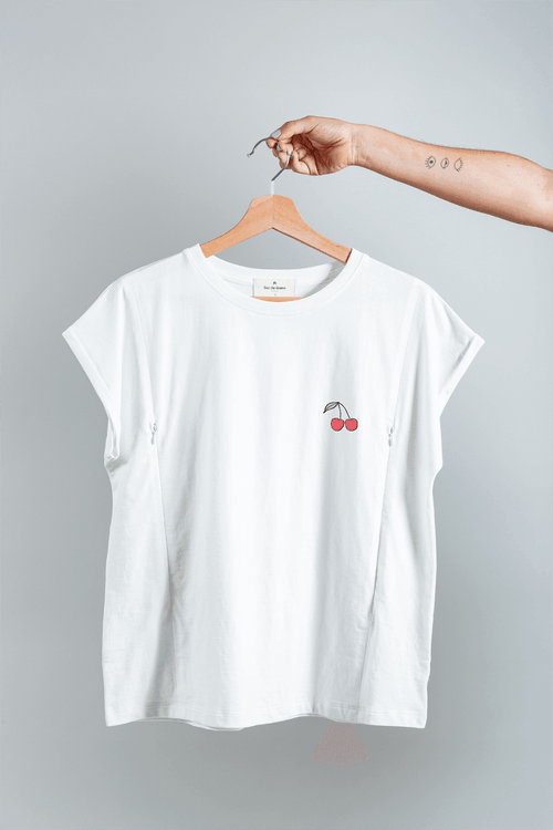 Polera de Lactancia Sahr Blanca - Frutas - freethemama