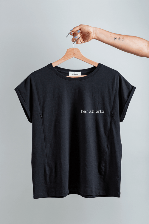 Polera de Lactancia Sahr Negra Bar Abierto - freethemama