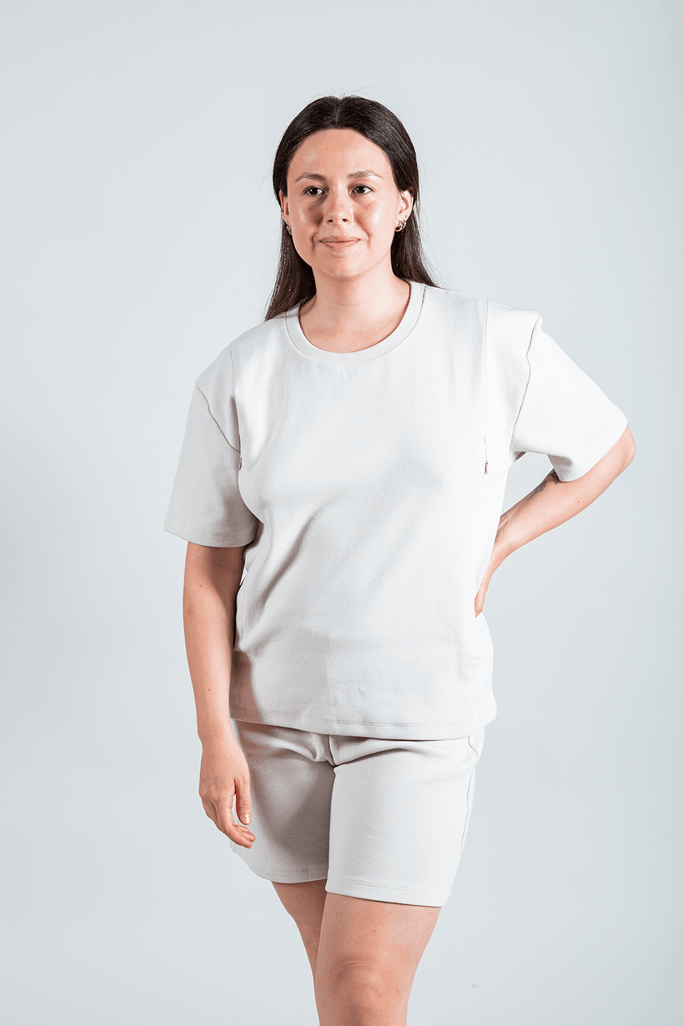Pijama de lactancia beige
