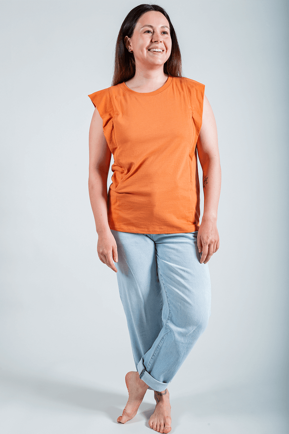 polera de lactancia tank naranja