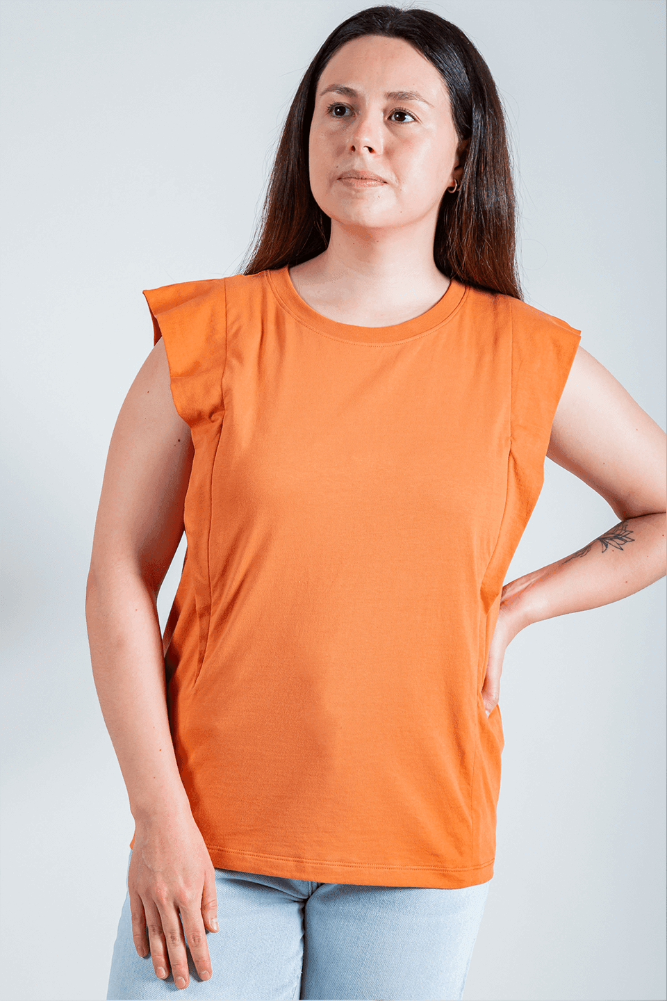 polera de lactancia tank naranja
