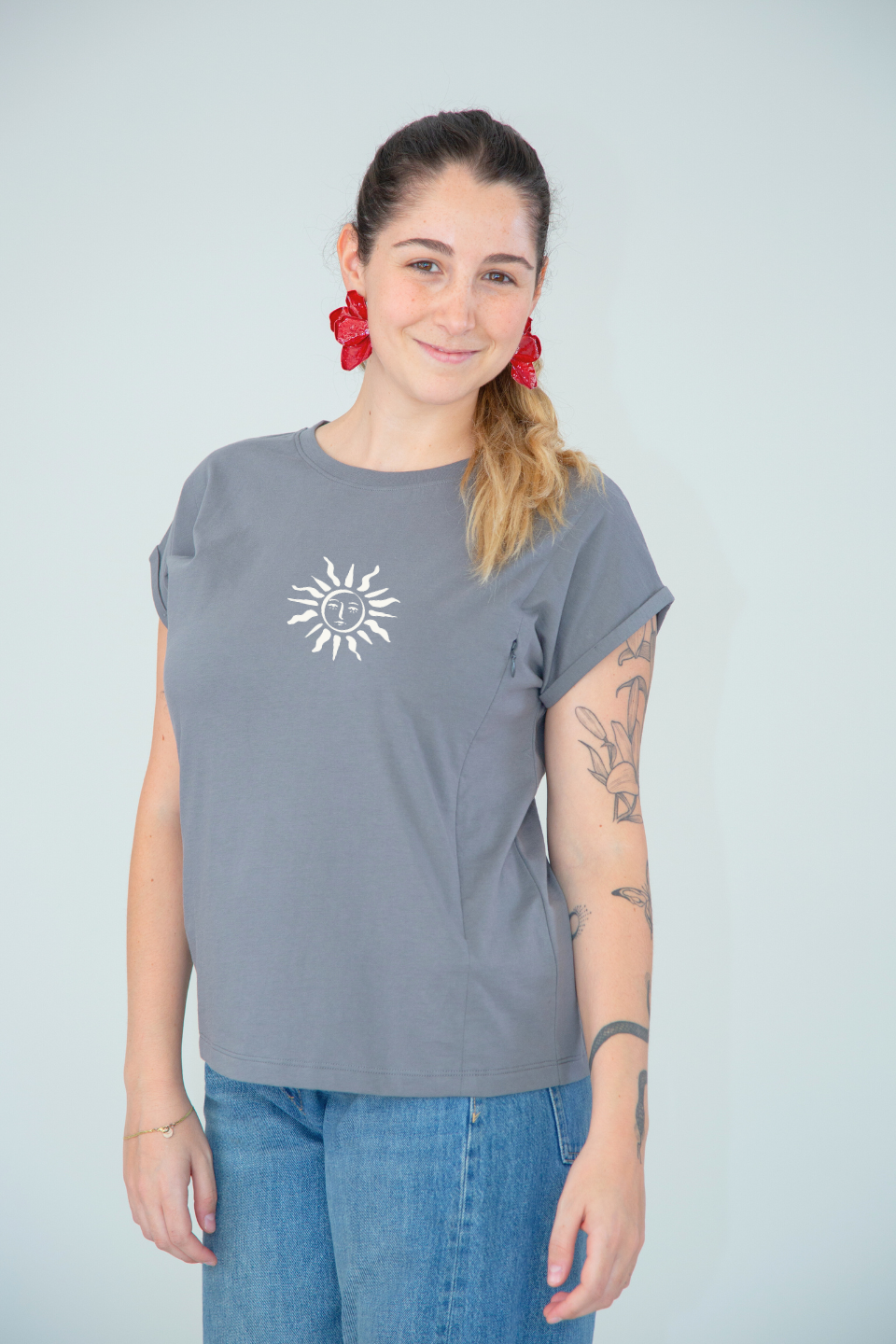 Polera de Lactancia Sahr Gris Sol - freethemama