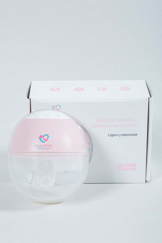 Extractor de leche inalámbrico Easy Milk, moderno y sin cables, con caja de diseño ergonómico.