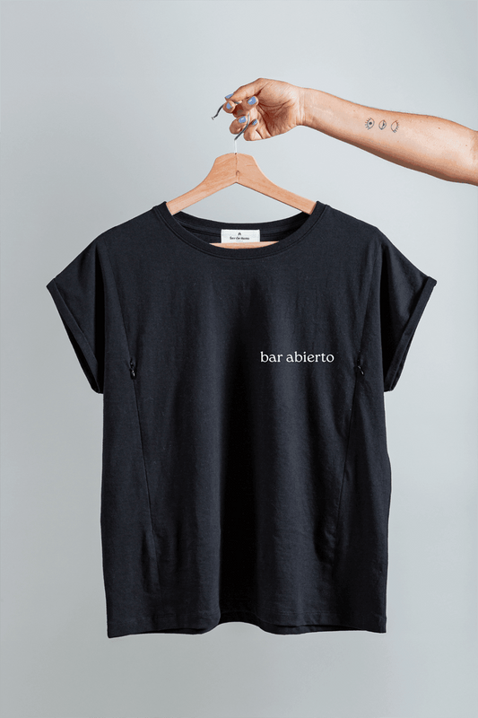 Polera de Lactancia Sahr Negra Bar Abierto - freethemama