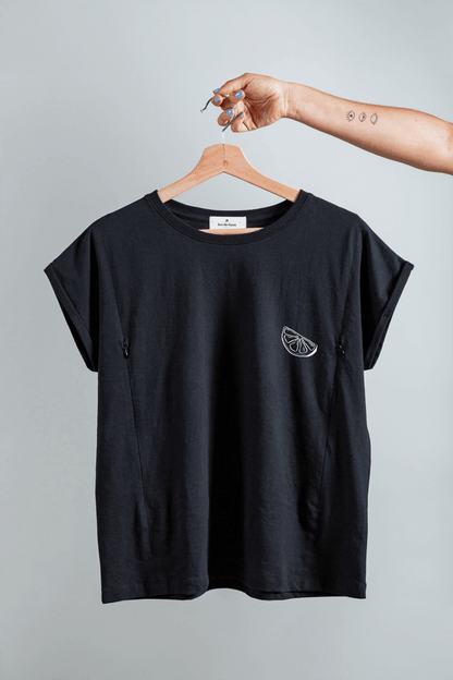 Polera de Lactancia Sahr Negra - Limón - freethemama