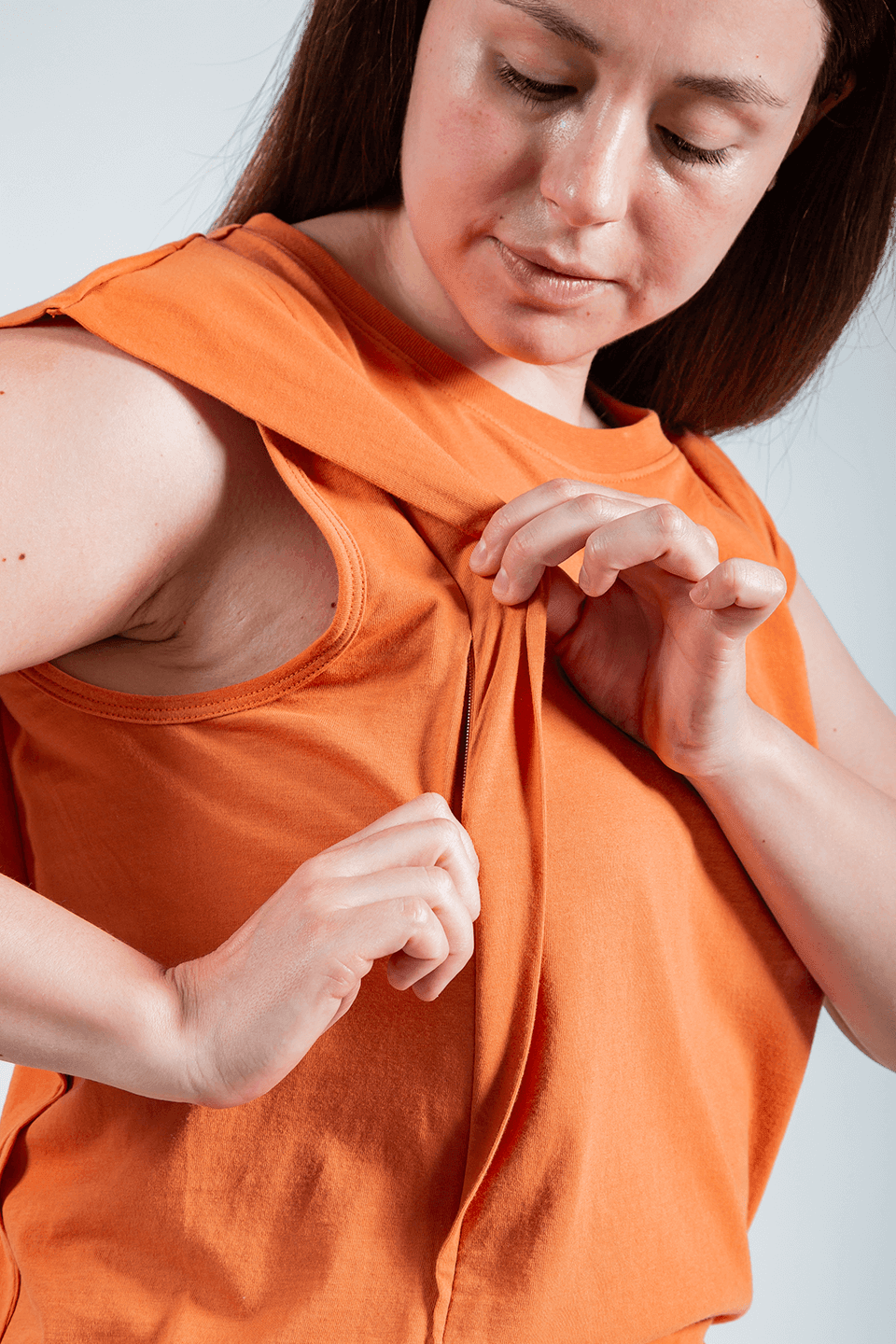 polera de lactancia tank naranja