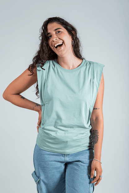polera de lactancia tank verde