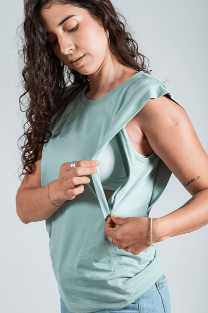 polera de lactancia tank verde