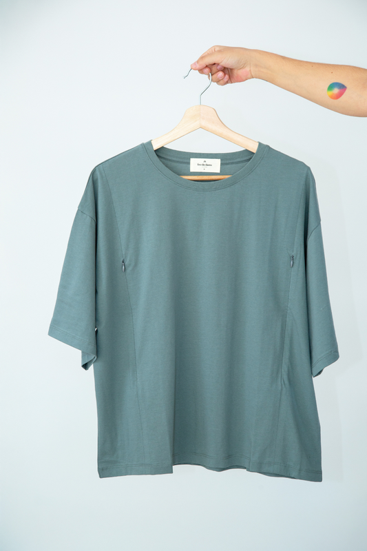polera de lactancia oversize verde