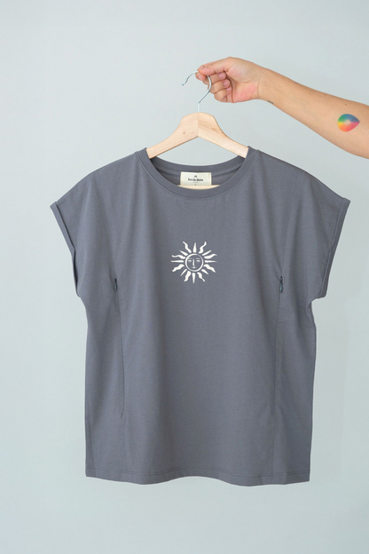 Polera de Lactancia Sahr Gris Sol - freethemama