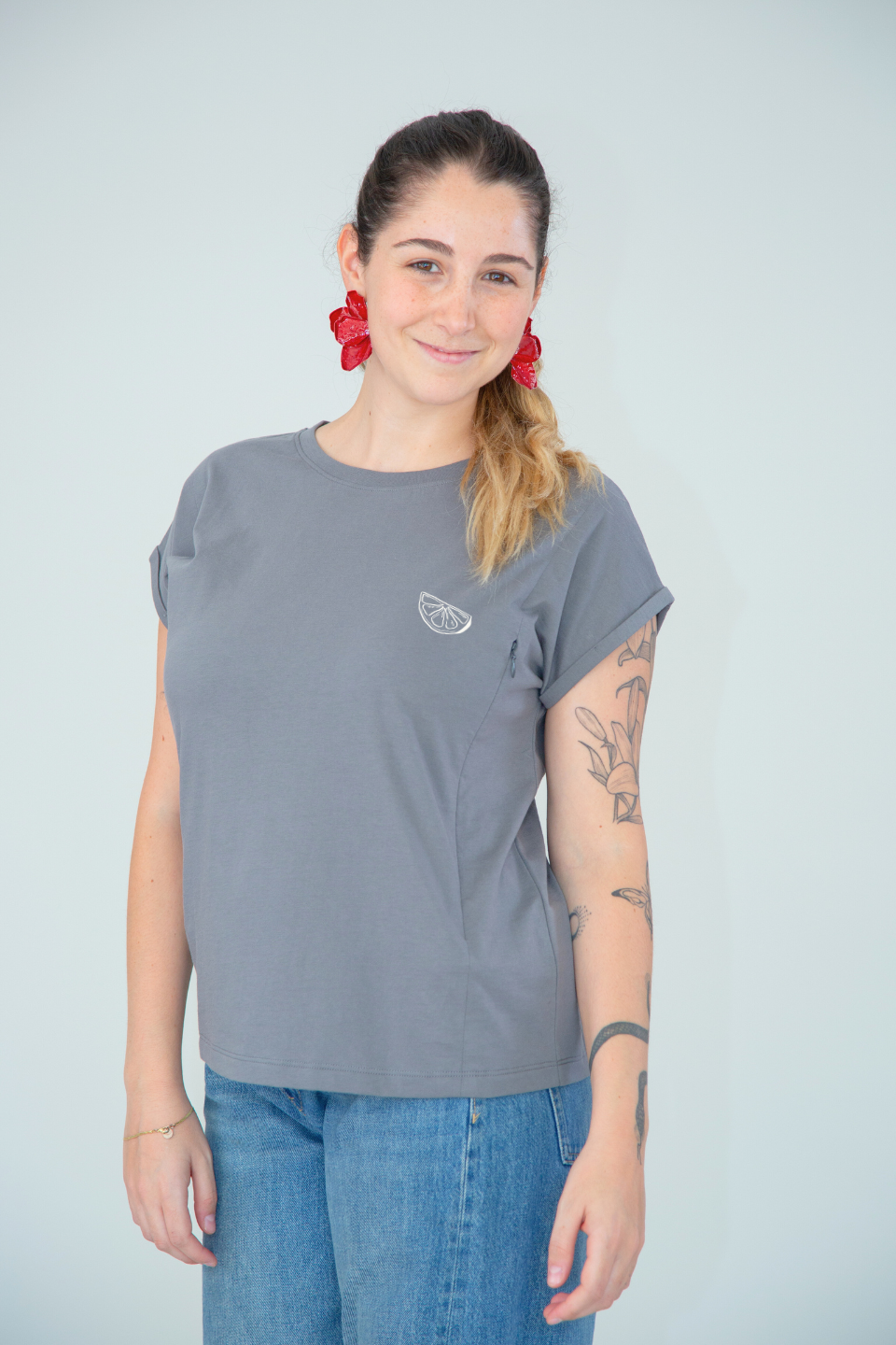 Polera de Lactancia Sahr Gris - Limón - freethemama
