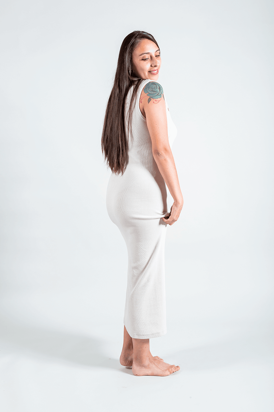 vestido de lactancia beige