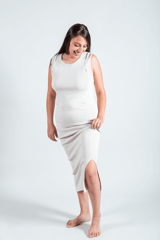 vestido de lactancia beige
