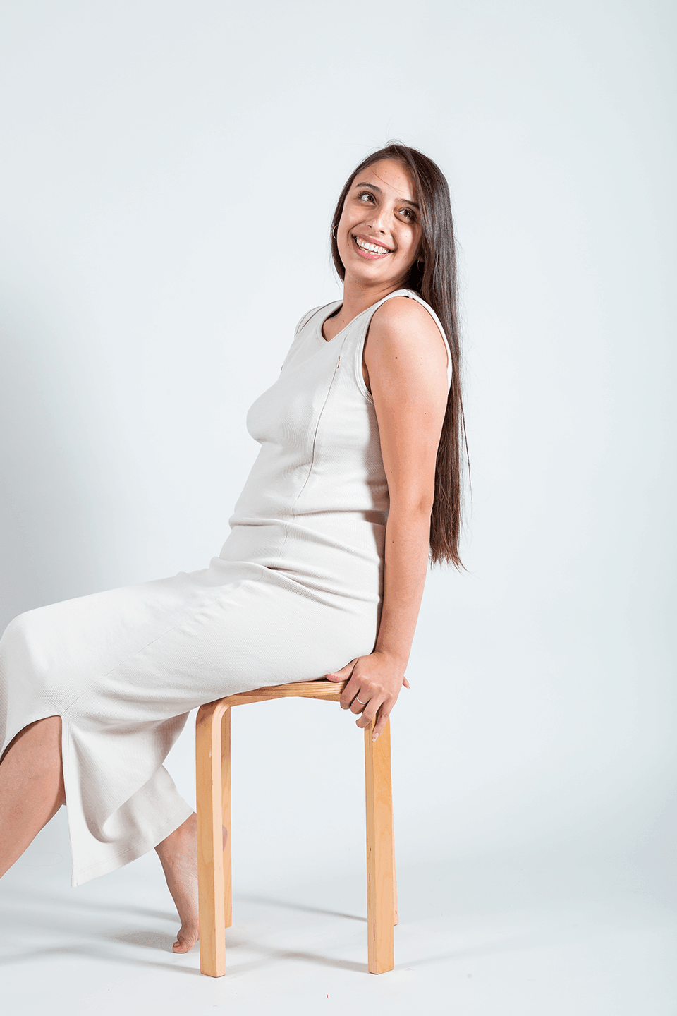 vestido de lactancia beige